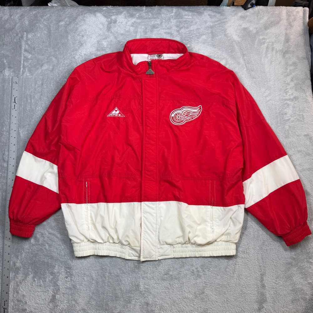 Vintage Apex One Detroit Red Wings Jacket Mens XL Red White NHL Hockey 90s